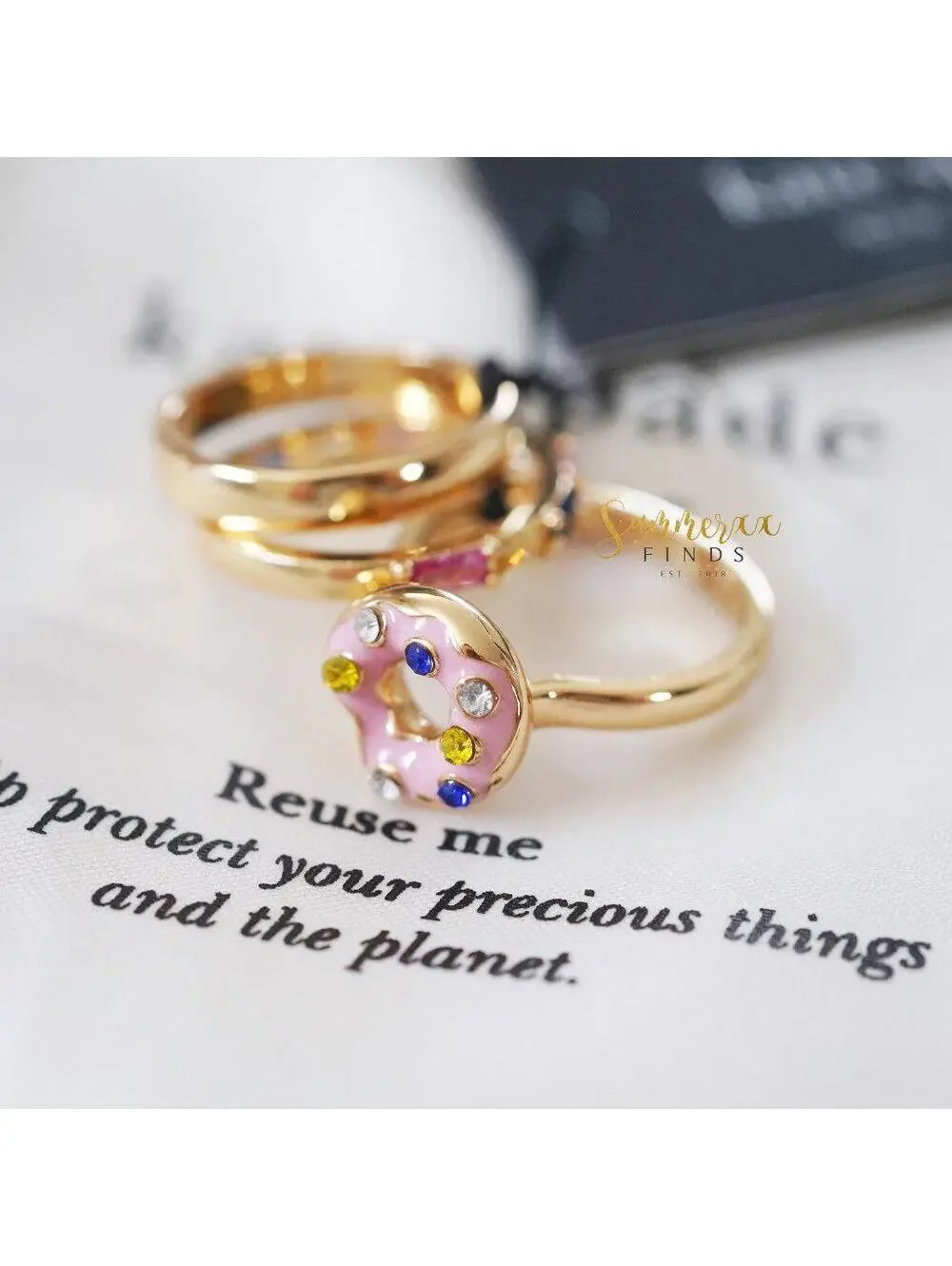 Kate Spade Coffee Break Donut Stackable Ring Set